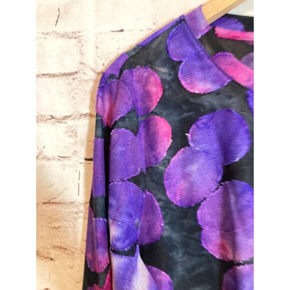 LOGO Lori Goldstein Tunic Top Womens‎ Large Purple Watercolor Tetured Polka Dots - Picture 5 of 15